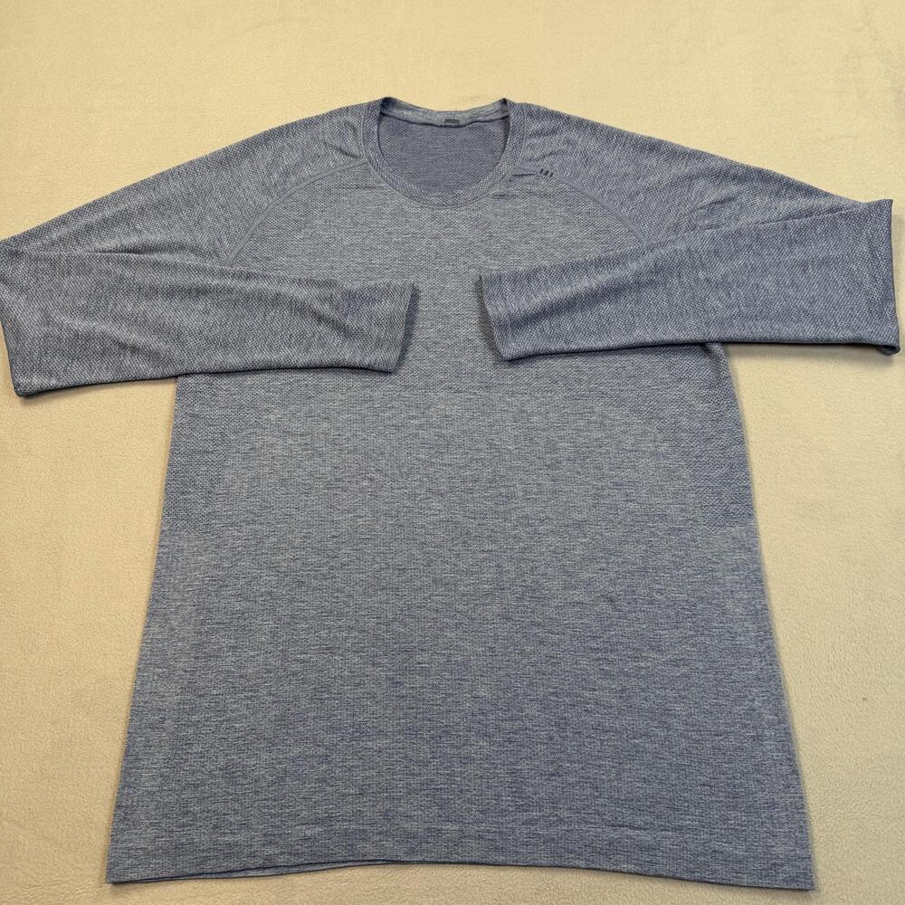 Lululemon Shirt Mens Large Blue Long Sleeve Athletic Tee Live In Practice